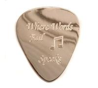 Personalised 1mm "Where Words Fail Music Speaks" Guitar Plectrum Pick (Black Nickel) - Enter Your Own Custom Text