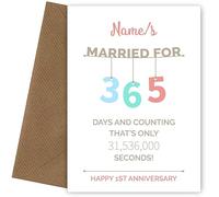 Personalised 1st Anniversary Card for Couples Wife or Husband 1st Wedding Anniversary Cards, Paper, Hanging Design