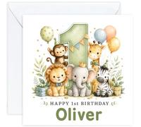 Personalised 1st Birthday Card for Boy | First Birthday Card with Name | Son Grandson Nephew or Godson | Design 01