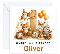 Personalised 1st Birthday Card for Boy | First Birthday Card with Name | Son Grandson Nephew or Godson | Design 07