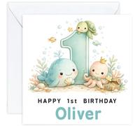 Personalised 1st Birthday Card for Boy | First Birthday Card with Name | Son Grandson Nephew or Godson | Design 09