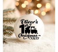 Personalised 1st Christmas Name Stickers for Baubles - Custom Baby’s First Christmas Decal, Xmas Tree Decoration, DIY Gift Bauble Sticker, Memorial Ornament Vinyl