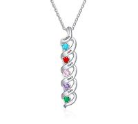 Personalised 2-7 Names Necklace for Women 925 Sterling Silver Customised Pendant with Birthstones Jewelry Gifts for Mothers Day Birthday Christmas