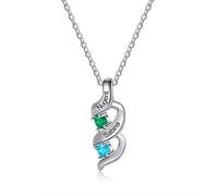 Personalised 2-7 Names Necklace for Women 925 Sterling Silver Customised Pendant with Birthstones Jewelry Gifts for Mothers Day Birthday Christmas