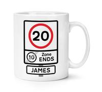 Personalised 20 Speed Limit Sign Zone Ends 20th Birthday 10oz Mug Cup