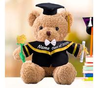 Personalised 2024 Graduation Teddy Bear, Graduation Gifts for Him & Her with Text, Graduation Bear with Rose & Bow as Personalised Graduation Gifts for Girls/ Boys Graduation Day 2024 (12-IN-Text)