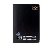 Personalised 2026 Diary A4 or A5 - Day-a-Page or Week-to-View Appointment Planner, Padded Leather-Style Cover, Custom Name or Logo, Black Blue or Red