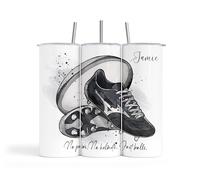Personalised 20oz Water Bottle Insulated Thermal Stainless Steel Sports Design Travel Tumbler Gift for Boys|Girls|Birthday|Christmas|Father's Day|Dad|Son (Rugby)