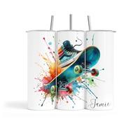 Personalised 20oz Water Bottle Insulated Thermal Stainless Steel Sports Design Travel Tumbler Gift for Boys|Girls|Birthday|Christmas|Father's Day|Dad|Son (Skateboarding)
