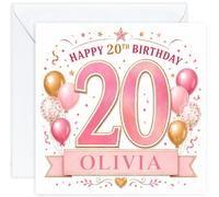 Personalised 20th Birthday Card for Her | Twentieth Birthday Card for 20 Year Old Women | Daughter Sister Niece Granddaughter Friend | Female Birthday Card with Name (Design 03)