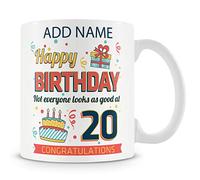 Personalised 20th Birthday Mug for Women and Men, Novelty Keepsake Gift