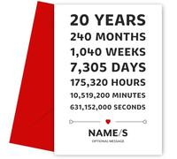 Personalised 20th Wedding Anniversary Card for Husband or Wife | 20th Anniversary Card for Couple | Married for 20 Year as Husband and/or Wife