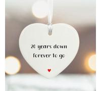 Personalised 20th Wedding Anniversary Porcelain Heart Gift for Couples | China anniversary present for wife, husband, parents or couples celebrating 2 decades together and a milestone marriage.