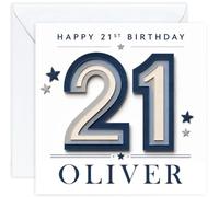 Personalised 21st Birthday Card for Him | Twenty First Birthday Card for 21 Year Old Men | Son Grandson Nephew Brother Godson | Male Birthday Card with Name (Design 04)