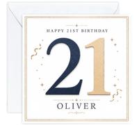 Personalised 21st Birthday Card for Him | Twenty First Birthday Card for 21 Year Old Men | Son Grandson Nephew Brother Godson | Male Birthday Card with Name (Design 02)