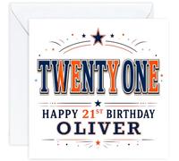 Personalised 21st Birthday Card for Him | Twenty First Birthday Card for 21 Year Old Men | Son Grandson Nephew Brother Godson | Male Birthday Card with Name (Design 08)