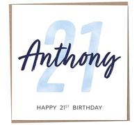 Personalised 21st Birthday Card for Men, Unusual Age 21 Keepsake, Twenty-One Year Old Happy Birthday Cards with Custom Name, Customised Luxury Gift Idea for Special Male, Customisable Design