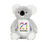 Personalised 21st Birthday Dotty Koala Bear Soft Toy, Happy Birthday Soft Plushy, Personalised gift, Customisable Koala