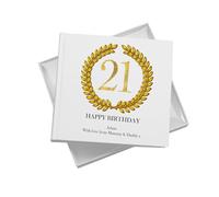 Personalised 21st Birthday Gift for Him Photo Album Gold Wreath Design