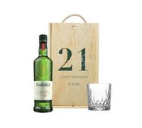 Personalised 21st Birthday Glenfiddich Whisky Gift Set with Whisky Glass & Personalised Wooden Gift Box (70cl)