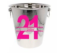 Personalised 21st Birthday Ice Bucket with Matching Champagne Glass 21st Birthday Party Gift Personalised Prosecco Glass & Ice Bucket (Silver Ice Bucket Only)