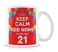 Personalised 21st Birthday Keep Calm Mug for Women and Men, Gift Idea | funny 21st birthday gifts for women, gifts for men - daughter, son - gift for her & him - Keep Calm celebration keepsake
