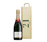Personalised 21st Birthday Moët & Chandon Champagne Gift Set - Impérial Brut 75cl with Personalised Wooden Gift Box - Luxury 21st Birthday Gift for Her or Him