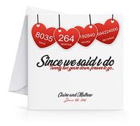 Personalised 22nd Wedding Anniversary Card Printed Hearts for Wife or Husband