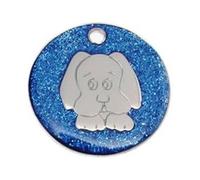 Personalised 25mm Dog Head Glitter Dog Pet ID Tag Disc Engraved to Leave Engraving Details Please Read Product Description Lower Down This Page. (Blue)