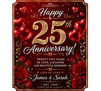 Personalised 25th Anniversary Bottle Label Sticker Wine Gift Red Rose