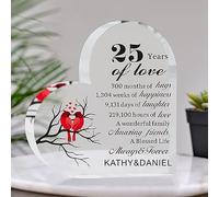 Personalised 25th Anniversary Present for Him Her Silver Wedding Anniversary Custom Gifts for Couple Wife Husband Heart Shaped Gift for Parents Grandparents Romantic Present