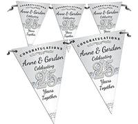 Personalised 25th Silver Wedding Anniversary Flag Banner Bunting N48-10 Flags inc ribbon