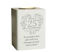 Personalised 25th Silver Wedding Anniversary Tea Light Holder
