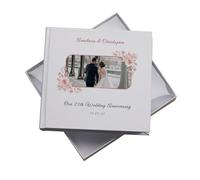 Personalised 25th Wedding Anniversary Photo Album, White Elegant Keepsake, Custom Photo Memory Book