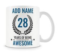 Personalised 28th Birthday Mug for Men - 28 Years of Being Awesome - Add Name