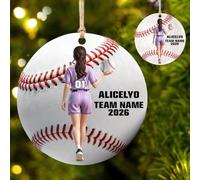 Personalised 2D Acrylic Baseball Christmas Hanging Ornaments Custom Name Portrait Funny Sport Theme Ornaments For Xmas Tree Birthday Keepsake Decor Gift Baseball Lovers Family Friend (S 47)