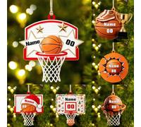 Personalised 2D Acrylic Basketball Christmas Hanging Ornaments Custom Name Funny Sport Theme Ornaments For Xmas Tree Birthday Keepsake Decor Gift Basketball Lovers Family Friend (S 26)