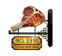 Personalised 2D Beef Theme Address Number Sign Funny Beef Metal House Numbers And Address Plaques Shop Home Decor Gift Men Women Family Housewarming Birthday Xmas (S 24)