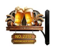 Personalised 2D Beer Theme Address Number Sign Funny Beer Metal House Numbers And Address Plaques Shop Home Decor Gift Men Women Family Housewarming Birthday Xmas (S 28)