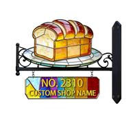 Personalised 2D Bread Theme Address Number Sign Funny Bread Metal House Numbers And Address Plaques Shop Home Decor Gift Men Women Family Housewarming Birthday Xmas (S 21)