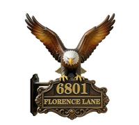 Personalised 2D Eagle Theme Address Number Sign Funny Eagle Metal House Numbers And Address Plaques Shop Home Decor Gift Men Women Family Housewarming Birthday Xmas (S 07)