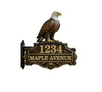 Personalised 2D Eagle Theme Address Number Sign Funny Eagle Metal House Numbers And Address Plaques Shop Home Decor Gift Men Women Family Housewarming Birthday Xmas (S 05)