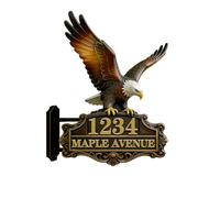 Personalised 2D Eagle Theme Address Number Sign Funny Eagle Metal House Numbers And Address Plaques Shop Home Decor Gift Men Women Family Housewarming Birthday Xmas (S 08)