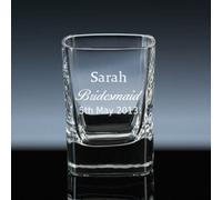 Personalised 2oz Square Crystal Shot Glass Bridesmaid with Gift Box - Enter Your Own Custom Text