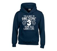 Personalised 3-4 Years Navy Hoodie with White Print 'Personalised This is What an Awesome 3 Year Old Looks Like