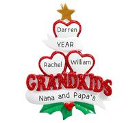 Personalised 3 Grandkids Ornament 2025 - Fast & Free 24h Customisation - Grandparents Christmas Ornaments for Tree - Custom Gift Wrapped Family of 3 Keepsake for Grandma, Grandpa, Grandchildren