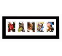 Personalised 3 to 7 Letters Word Photo Frame Name Word Frame Birthday Picture Gift Present (Black Finish Frame White Mount White Inside, 5 Letters (Letters only no spaces))