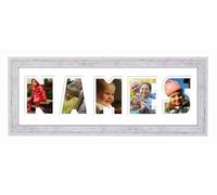 Personalised 3 to 7 Letters Word Photo Frame Name Word Frame Birthday Picture Gift Present (Shabby Chic Finish Frame White Mount White Inside, 5 Letters (Letters only no spaces))