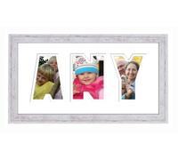 Personalised 3 to 7 Letters Word Photo Frame Name Word Frame Birthday Picture Gift Present (Shabby Chic Finish Frame White Mount White Inside, 3 Letters (Letters only no spaces))