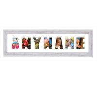 Personalised 3 to 7 Letters Word Photo Frame Name Word Frame Birthday Picture Gift Present (Shabby Chic Finish Frame White Mount White Inside, 7 Letters (Letters only no spaces))